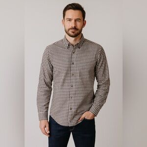 Cutter & Buck men’s button down shirt 100% cotton monogram cuffs business casual